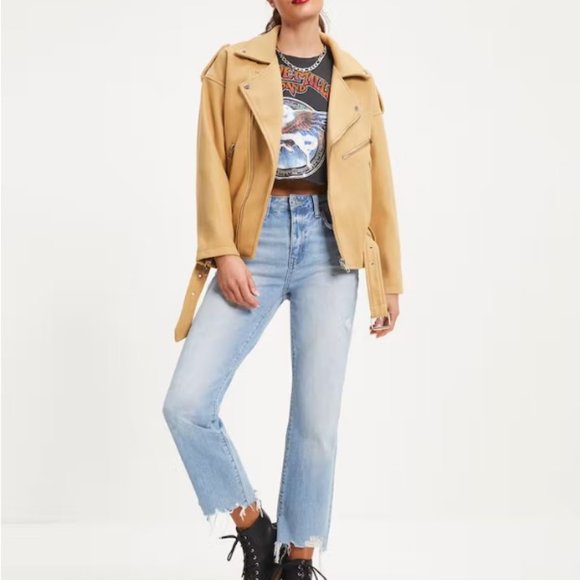 NWT HARLEY BIKER POCKETED JACKET IN CAMEL XS - Picture 4 of 10